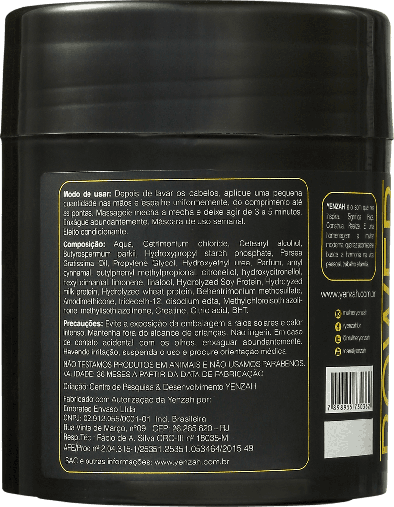 Yenzah Power Whey Fit Cream - Máscara Capilar 480g