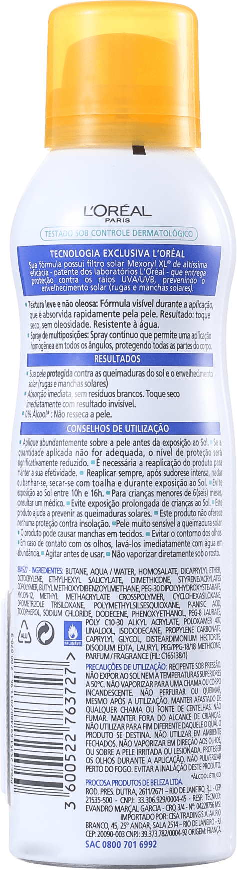 L'Oréal Paris Solar Expertise Toque Seco FPS 30 - Protetor Solar em Spray 200ml