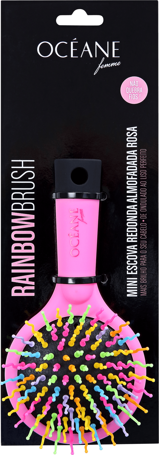 Océane Rainbow Brush Rosa - Mini Escova de Cabelo