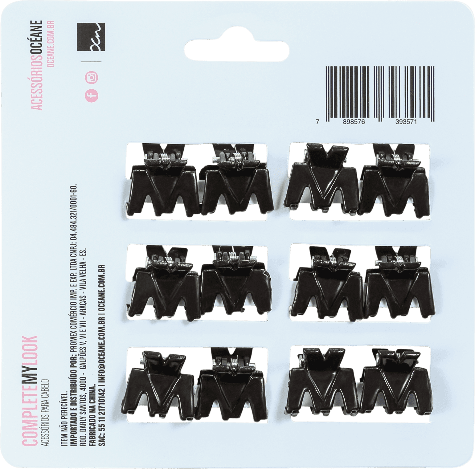Océane Complete My Look 153 Black - Prendedor de Cabelo (12 Unidades)