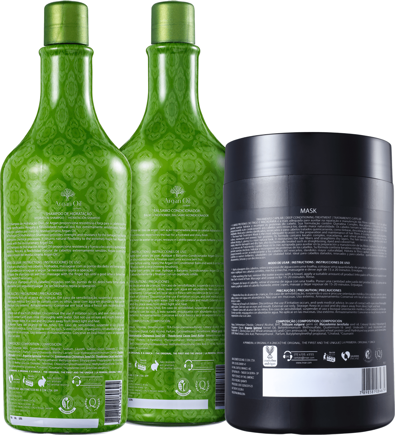 Kit Inoar Argan Oil System Tratamento Profissional (3 Produtos)