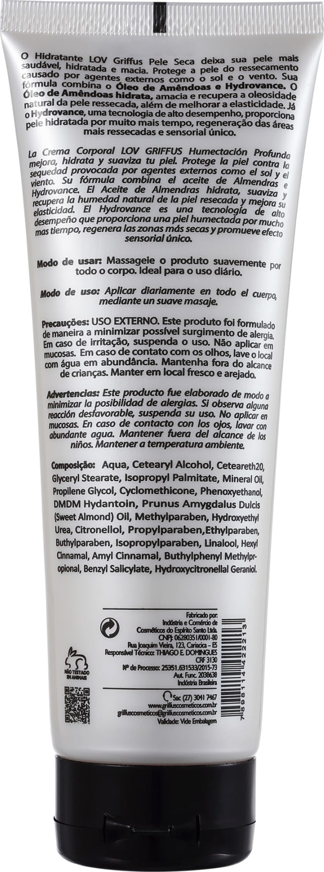 Griffus Lov Pele Seca - Hidratante Corporal 240ml
