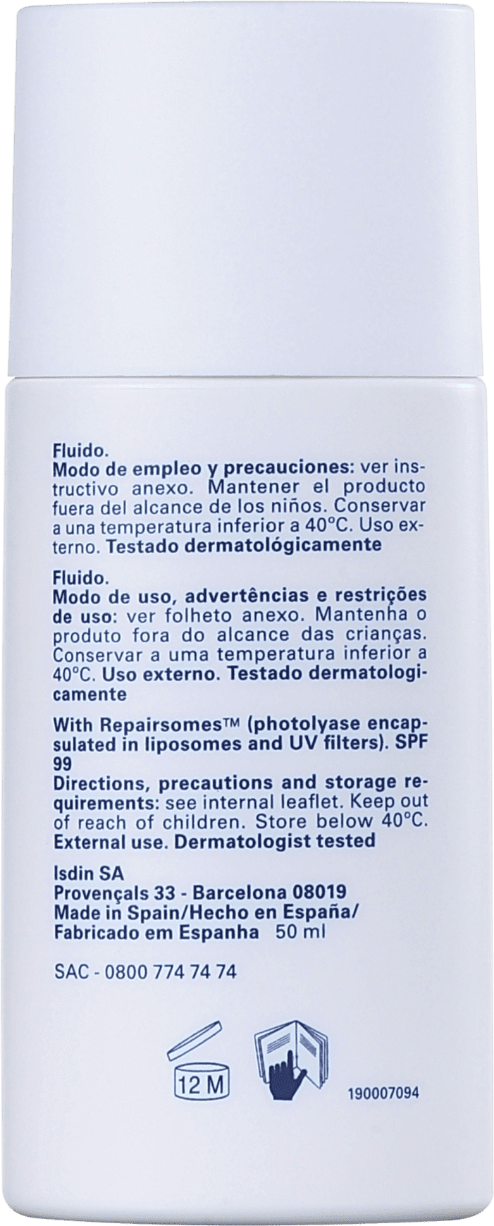 ISDIN Eryfotona AK-NMSC Fluid FPS 99 - Protetor Solar Facial 50ml