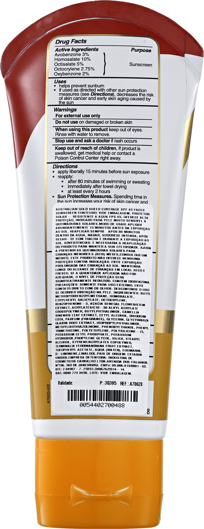 Australian Gold Sheer Coverage InvisiDry FPS 45 - Protetor Solar Facial 88ml