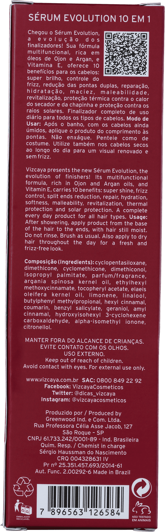 Vizcaya Evolution 10 em 1 - Sérum Capilar 70ml