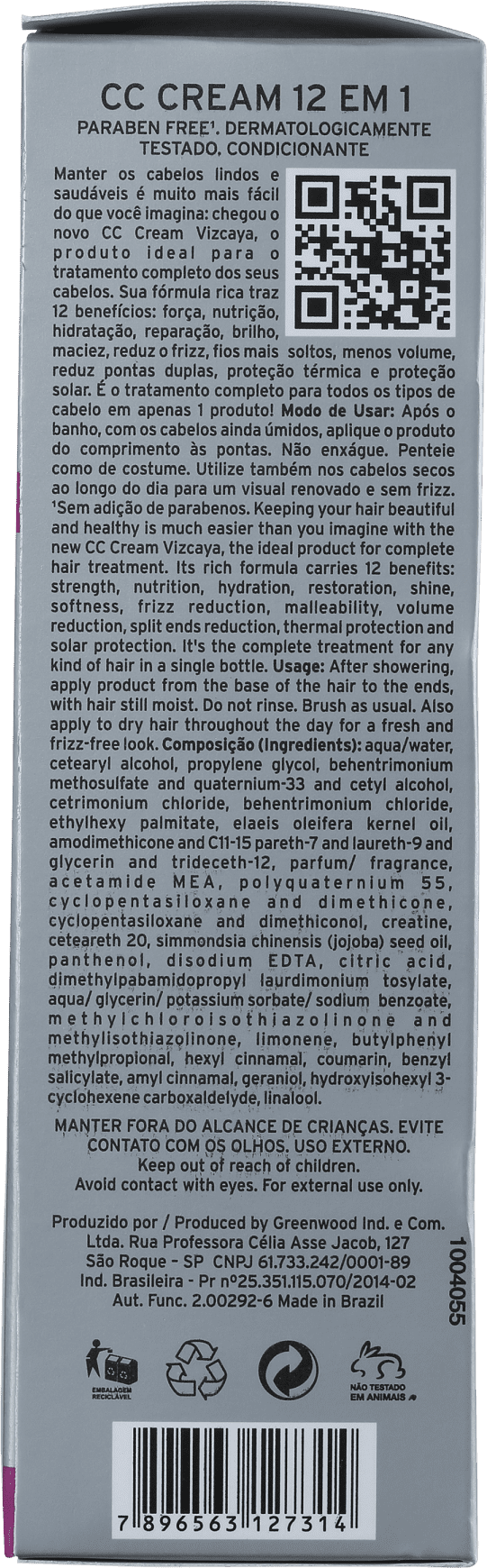 Vizcaya CC Cream 12 em 1 - Leave-in 70ml