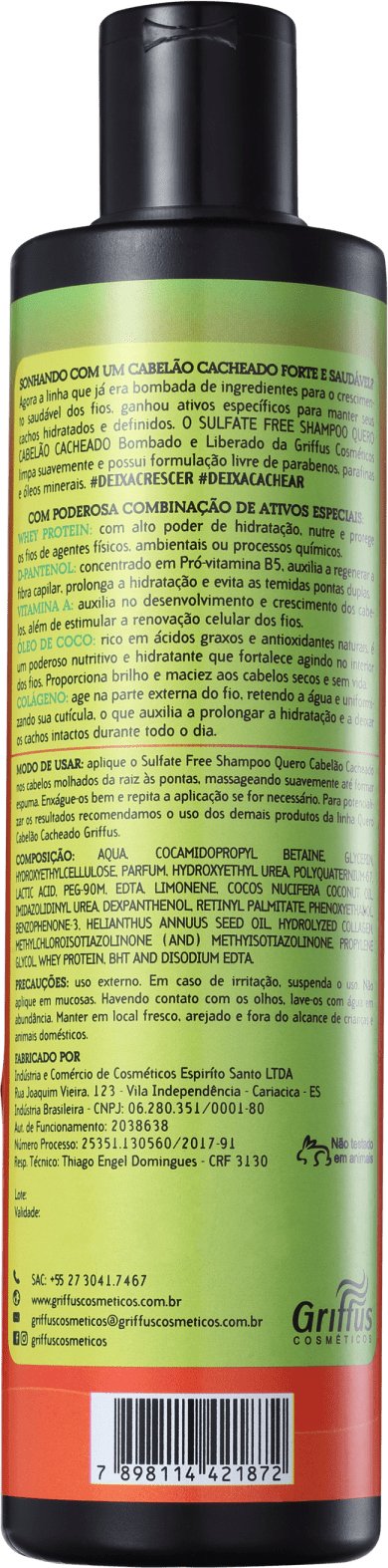 Griffus Quero Cabelão Cacheado - Shampoo sem Sulfato 400ml