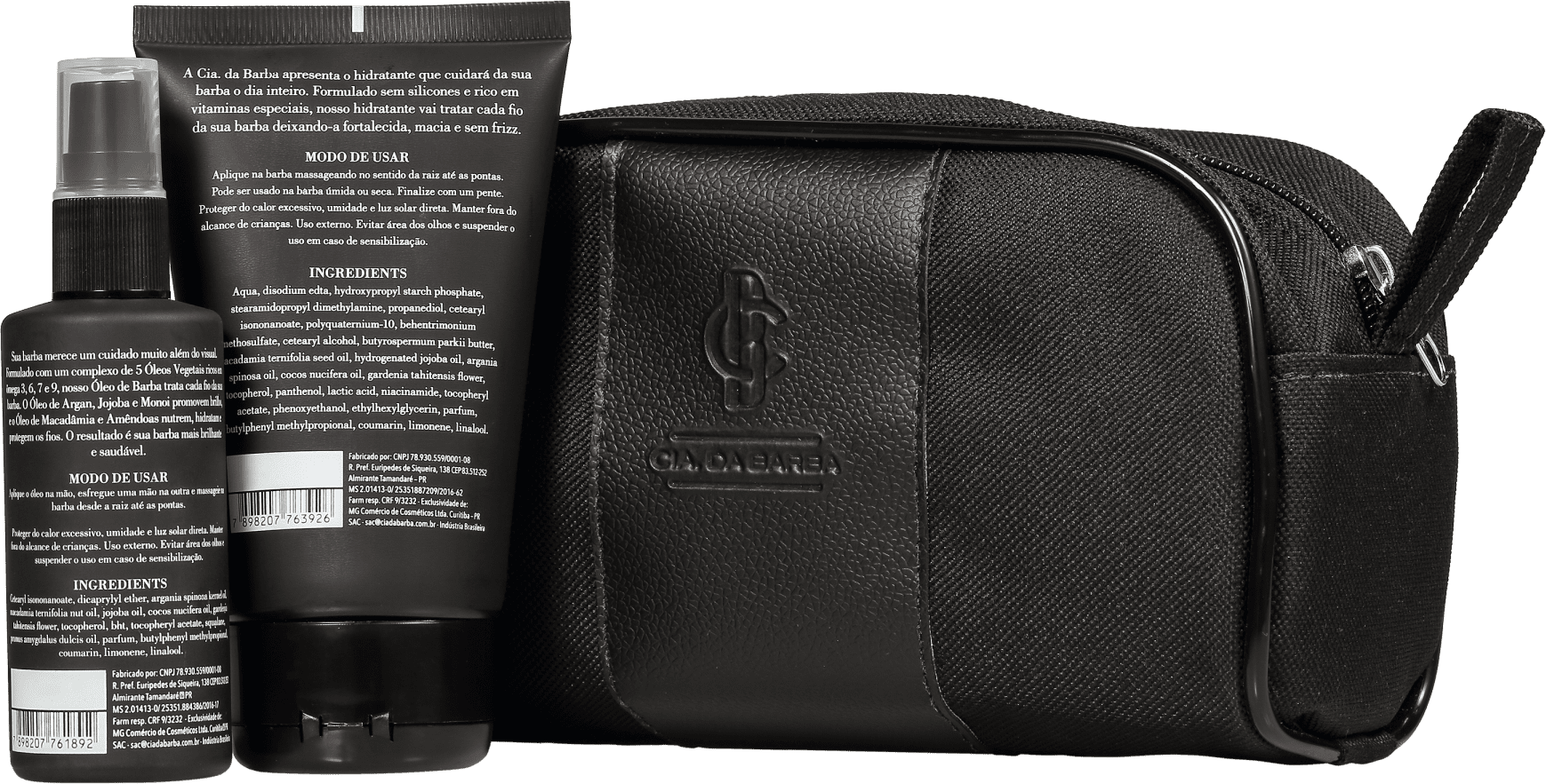 Kit Cia da Barba The Black Collection (2 Produtos + Nécessaire)