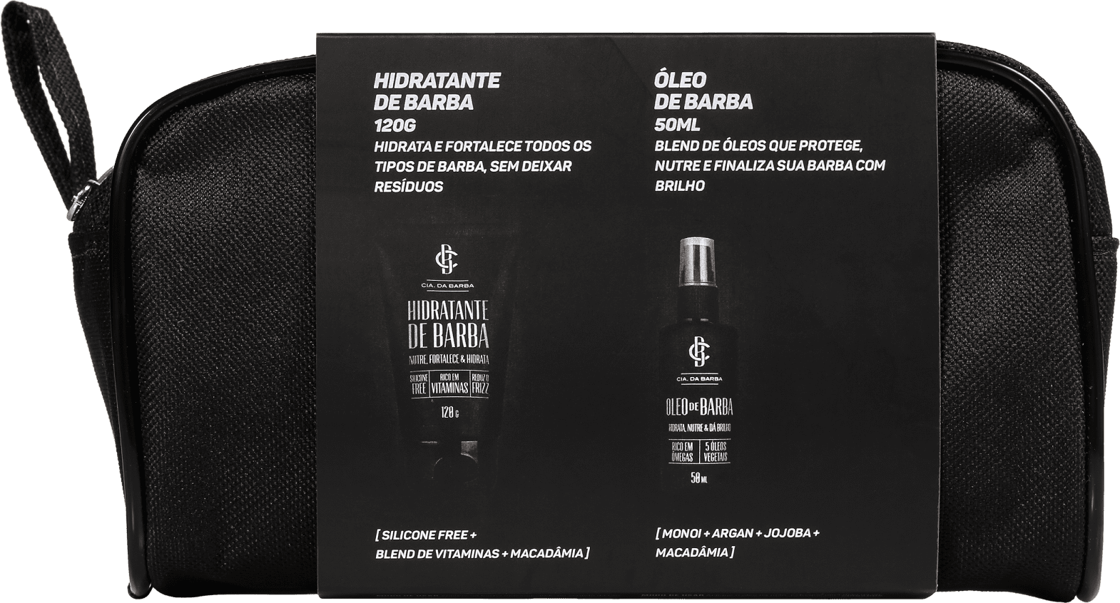 Kit Cia da Barba The Black Collection (2 Produtos + Nécessaire)