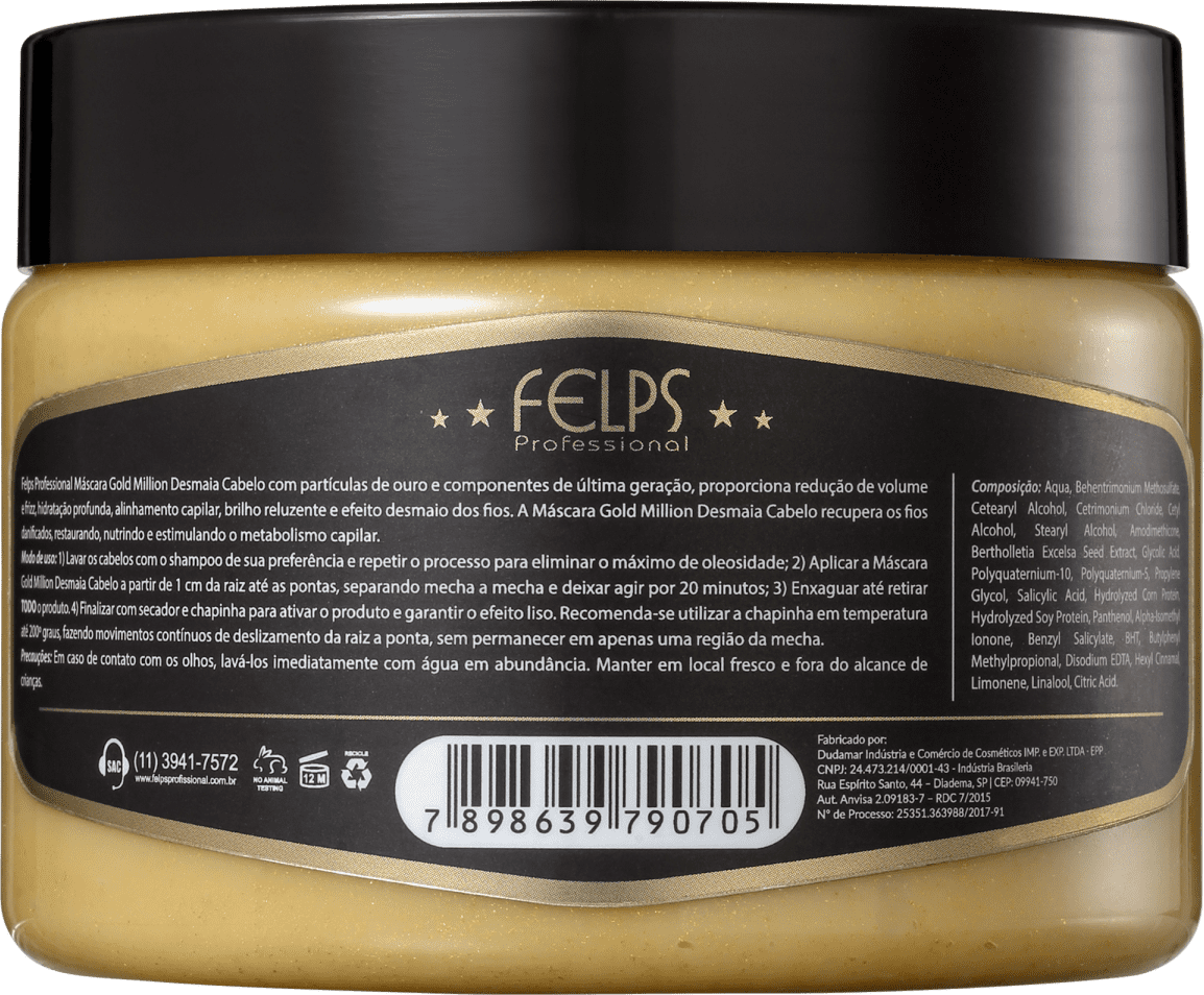 Felps Profissional Gold Million Desmaia Cabelo - Máscara Capilar 300g