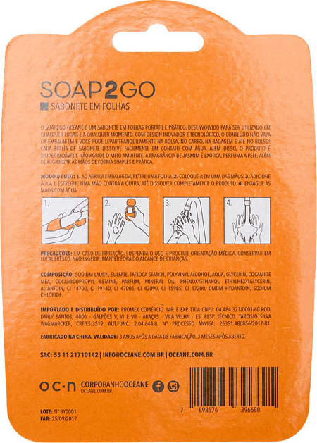 Soap2Go Jasmin - Sabonete em folhas 30un