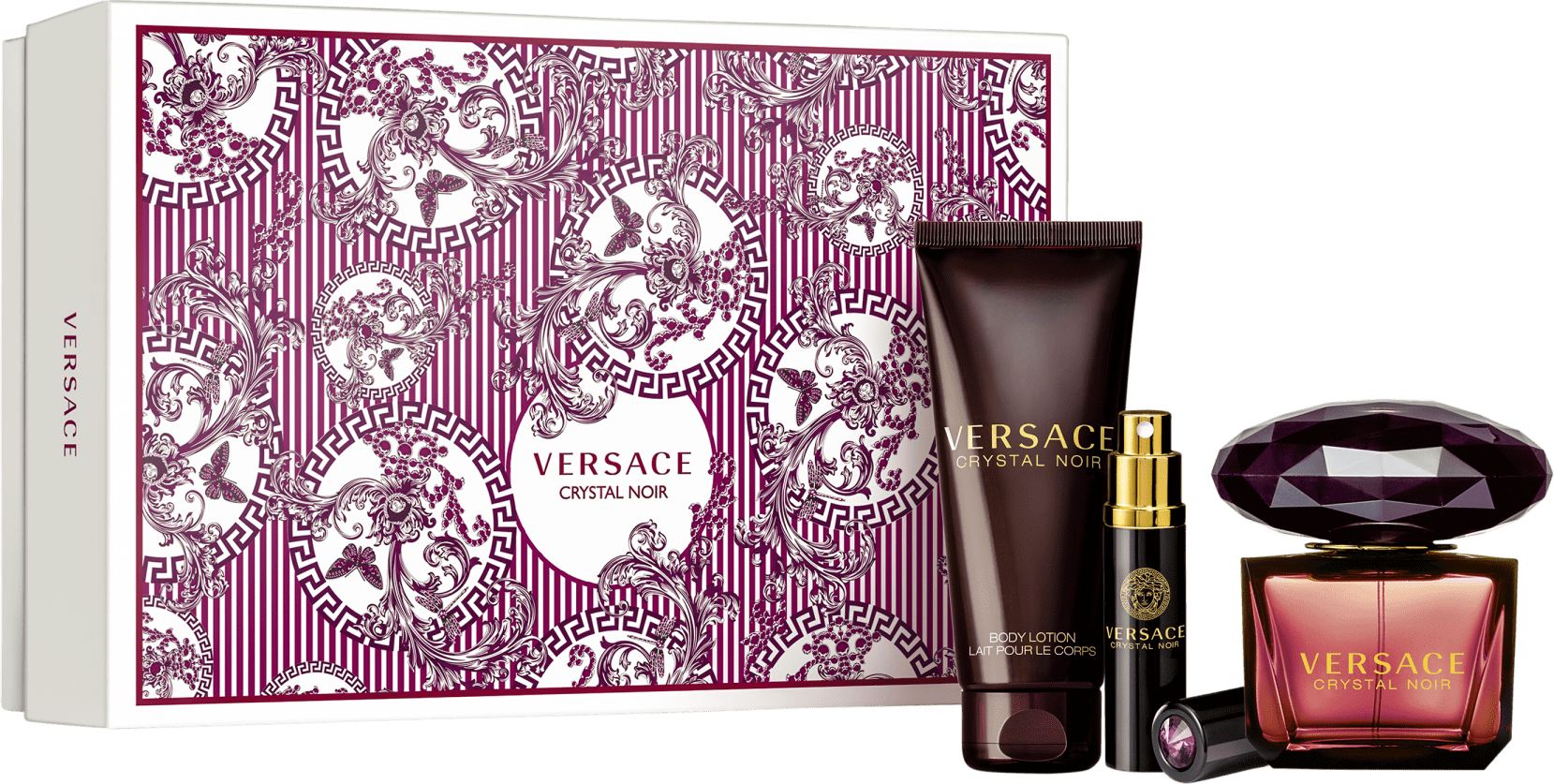 Conjunto Crystal Noir Versace Feminino - Eau de Toilette 90ml + Travel Size 10ml + Loção Corporal 100ml
