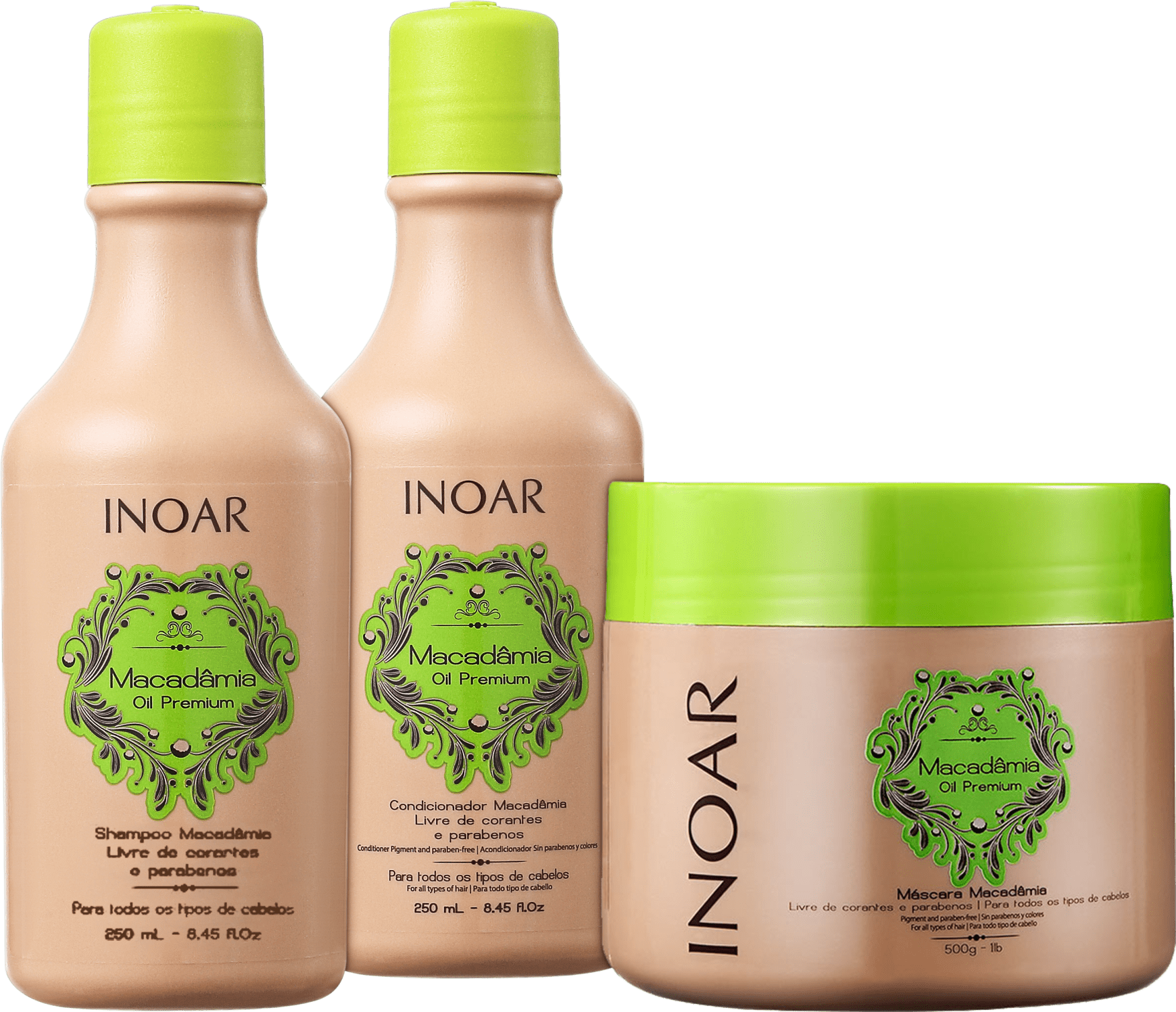 Kit Inoar Macadâmia Oil Premium Hidratação Uso Diário (3 Produtos)