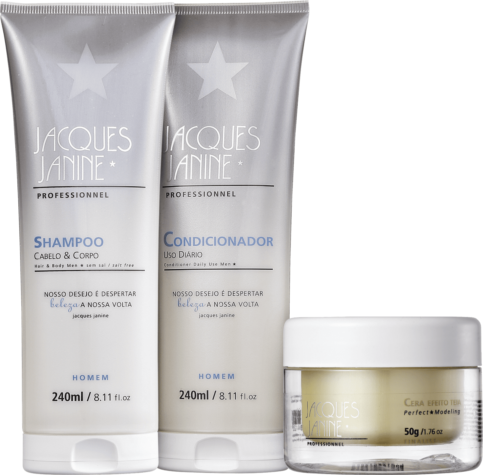 Kit Jacques Janine Professionnel Exclusivo para Homens Cera (3 Produtos)
