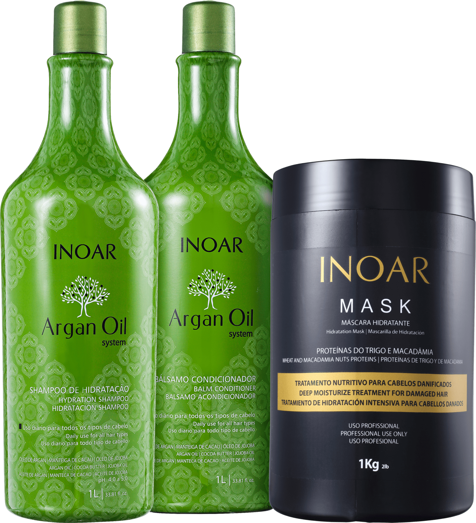 Kit Inoar Argan Oil System Tratamento Profissional (3 Produtos)