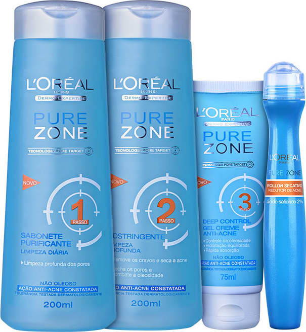 Kit L'Oréal Paris Pure Zone Dermo-Expertise Anti-Acne Full (4 produtos)