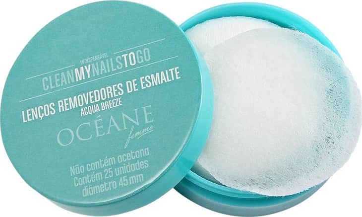 Océane Femme Clean My Nails To Go Acqua Breeze com Cartela - Lenço Removedor de Esmalte (25 unidades)
