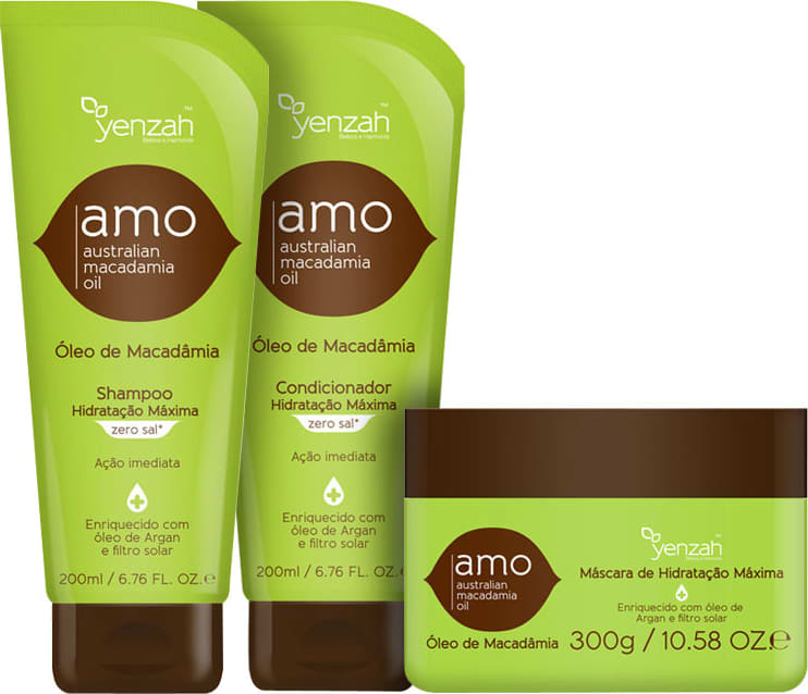 Yenzah Amo Australian Macadamia Oil Trio Kit (3 Produtos)