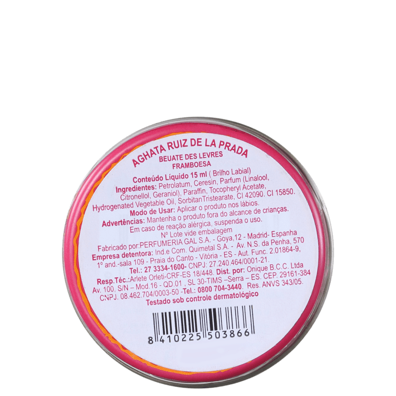 Agatha Ruiz de La Prada Beauté Des Lèvres Frambuesa - Brilho Labial 15ml