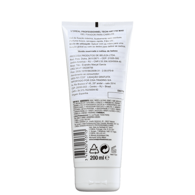 L'Oréal Professionnel Tecni Art Fix Max Gel Force 6 - Gel Fixador 200ml