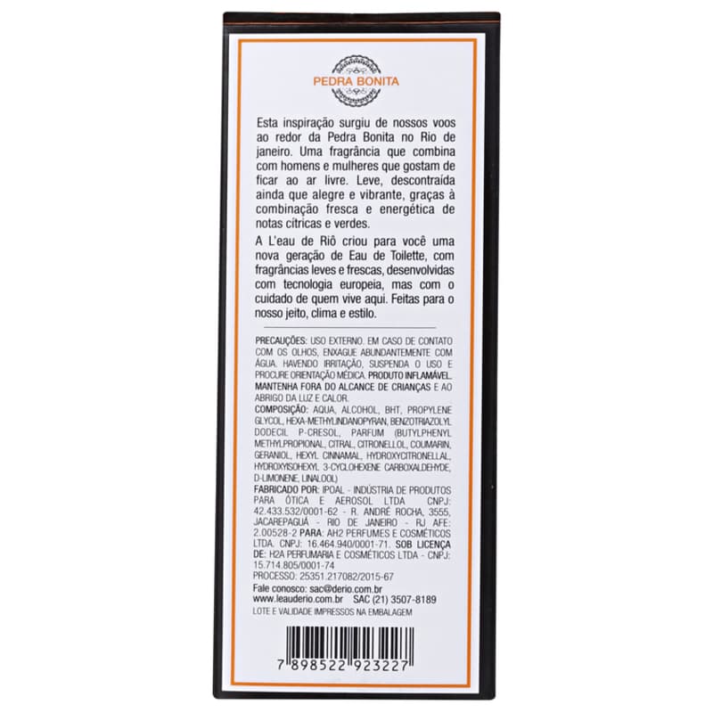 Pedra Bonita Portátil L'Eau de Riô Eau de Toilette - Perfume Unissex 15ml