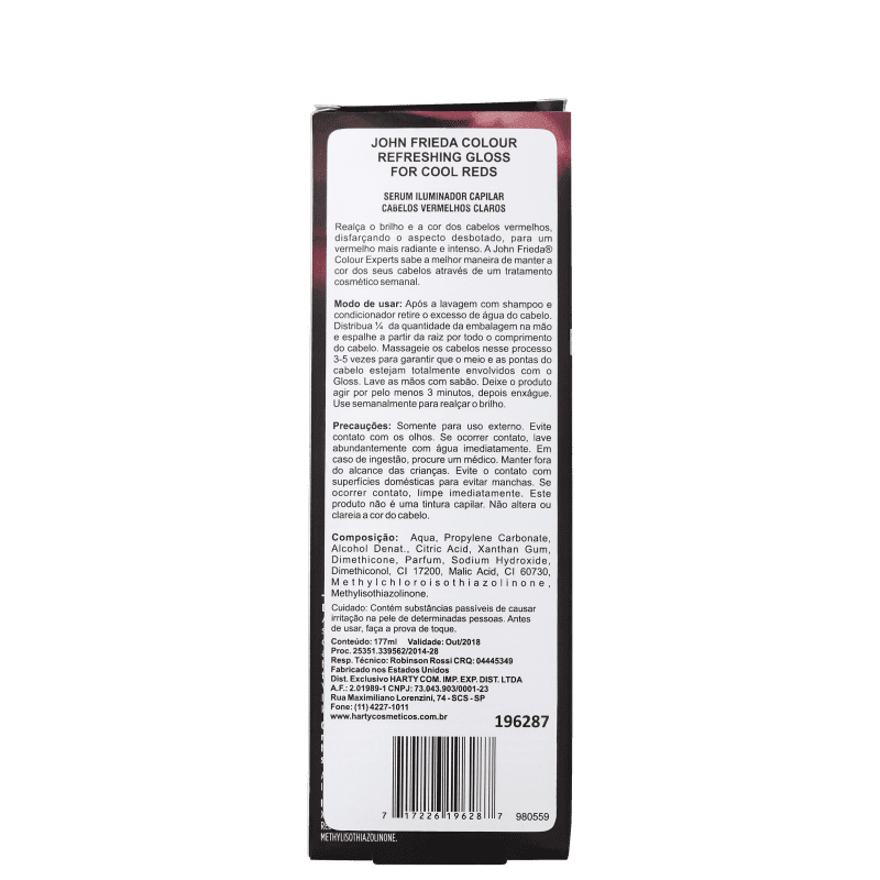 John Frieda Colour Refreshing Gloss For Cool Reds - Sérum Tonalizante 177ml