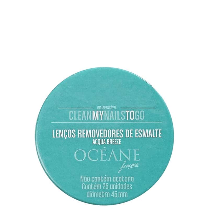 Océane Femme Clean My Nails To Go Acqua Breeze com Cartela - Lenço Removedor de Esmalte (25 unidades)