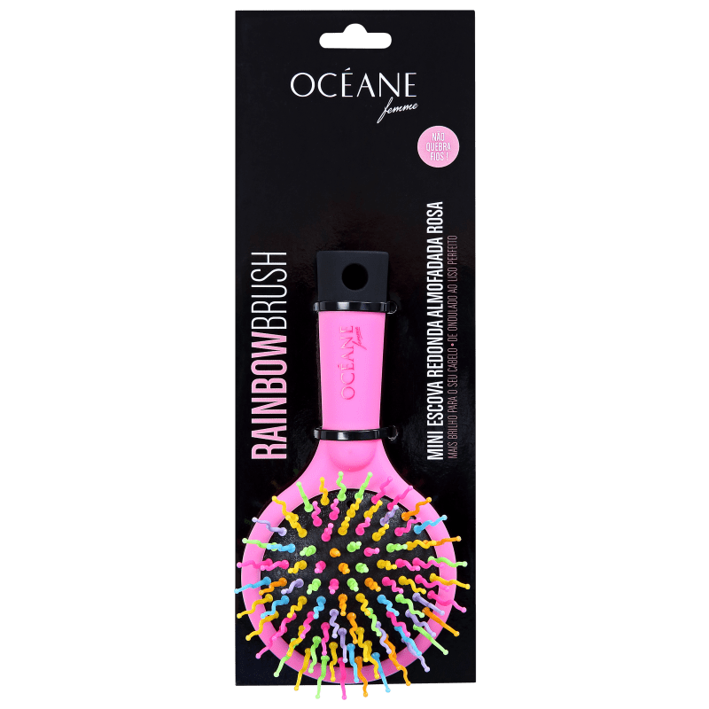 Océane Rainbow Brush Rosa - Mini Escova de Cabelo
