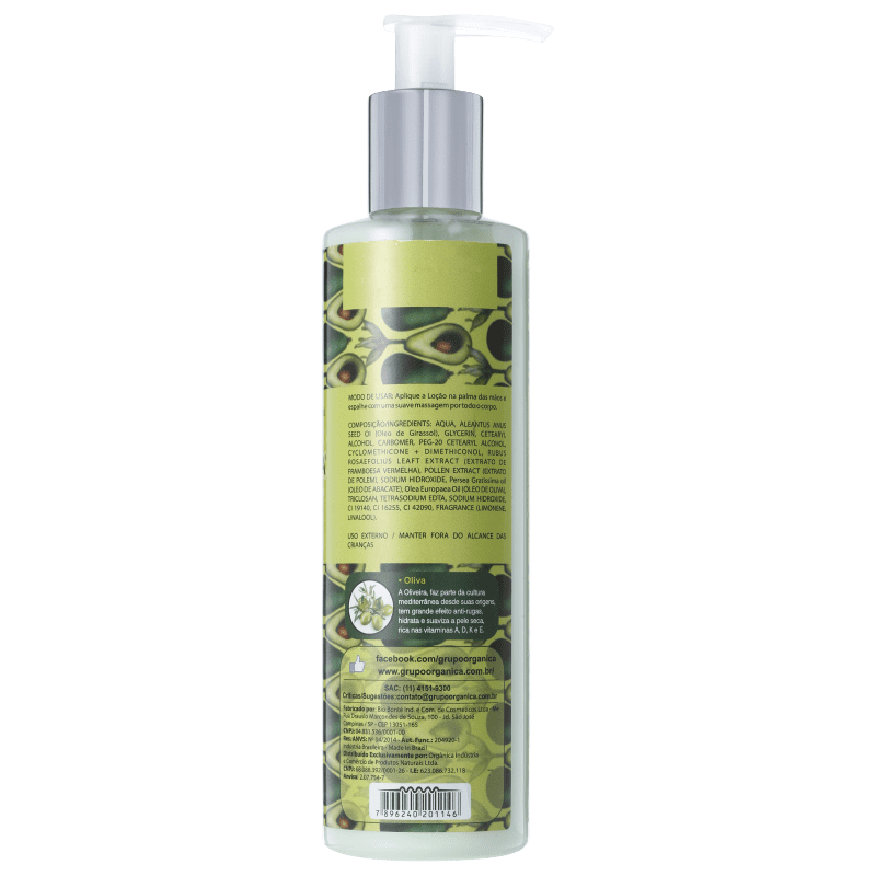 Orgânica Puro Vegetal Abacate e Oliva - Loção Hidratante Corporal 250ml