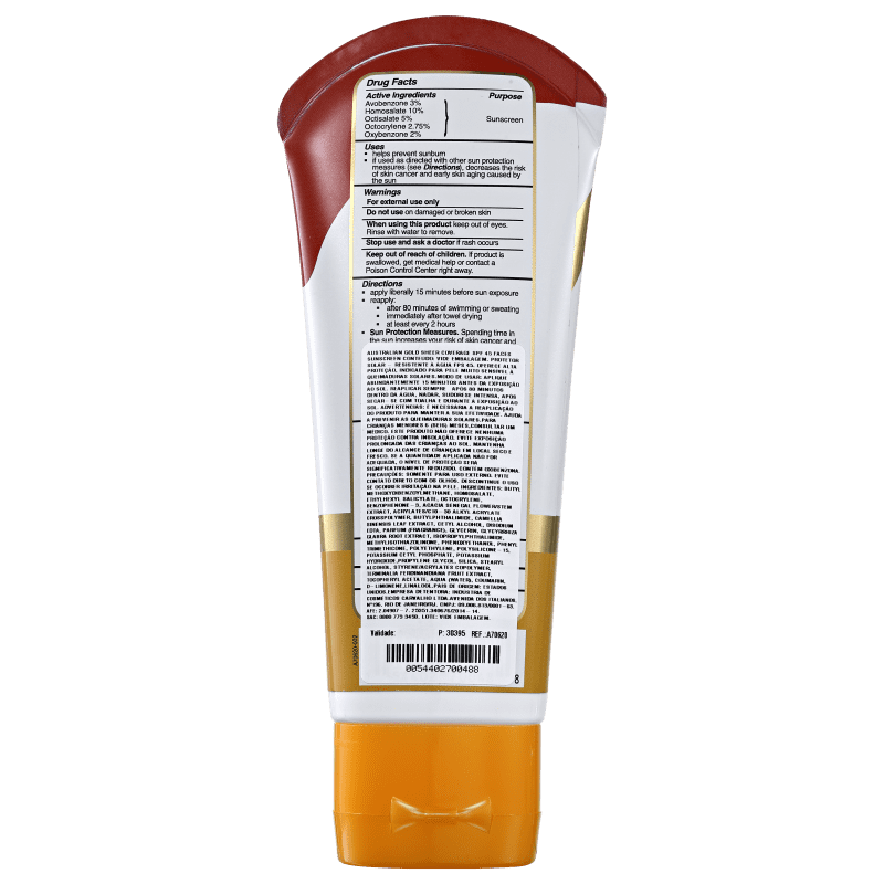 Australian Gold Sheer Coverage InvisiDry FPS 45 - Protetor Solar Facial 88ml