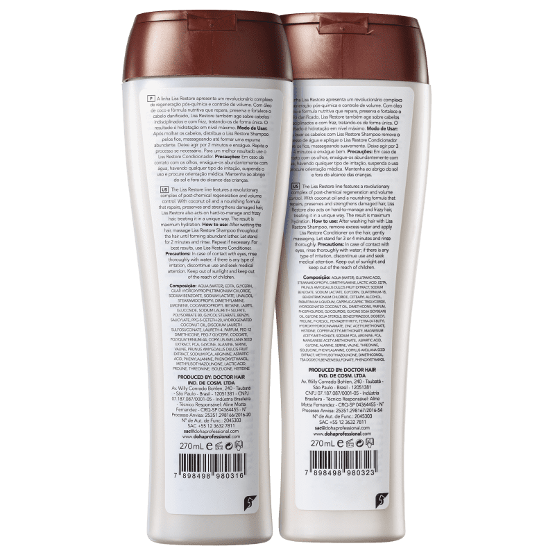 Kit DO.HA Liss Restore Volume Controlado (2 Produtos)