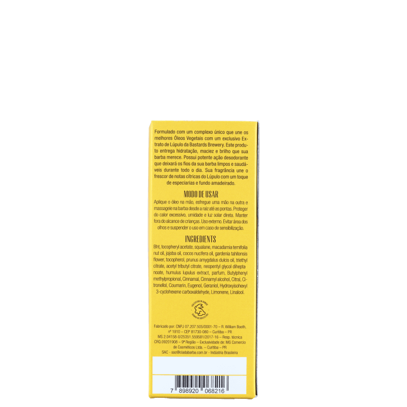 Cia da Barba Lúpulo de Cerveja Bastards - Óleo para Barba 30ml