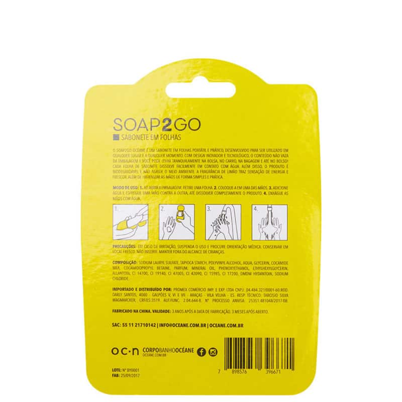 Soap2Go Limão - Sabonete em folhas 30un