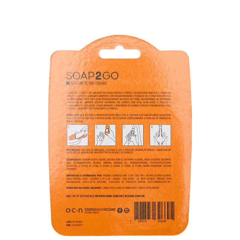 Soap2Go Jasmin - Sabonete em folhas 30un