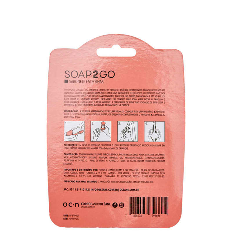 Soap2Go Lírio - Sabonete em Folhas 30 un