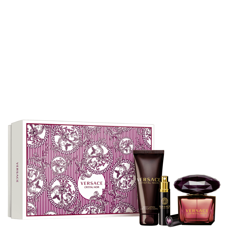 Conjunto Crystal Noir Versace Feminino - Eau de Toilette 90ml + Travel Size 10ml + Loção Corporal 100ml