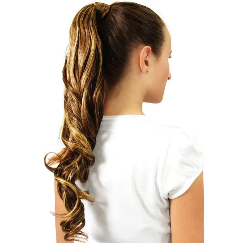 Hairdo Rabo de Cavalo Ondulado - Castanho Com Mechas Douradas 58Cm