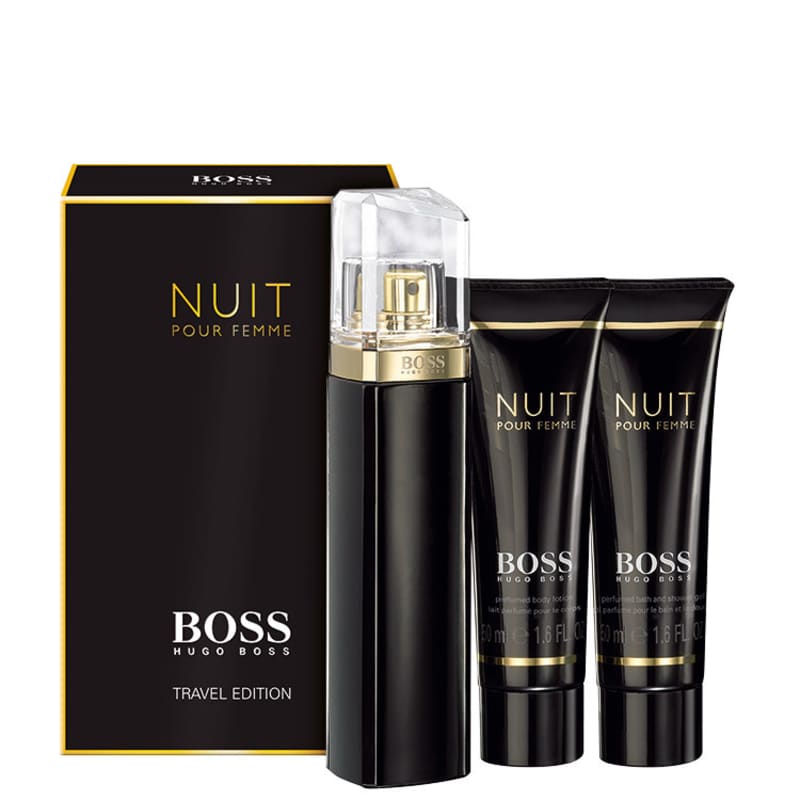 Conjunto Boss Nuit Hugo Boss Feminino - Eau de Parfum 75ml + Loção Corporal 50ml + Gel de Banho 50ml