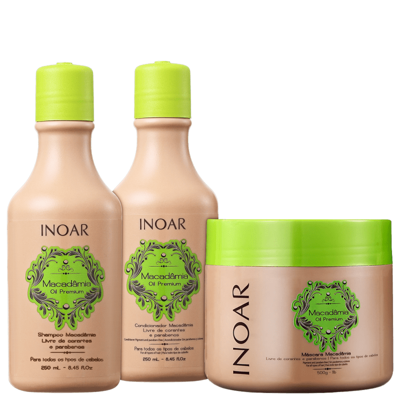 Kit Inoar Macadâmia Oil Premium Hidratação Uso Diário (3 Produtos)