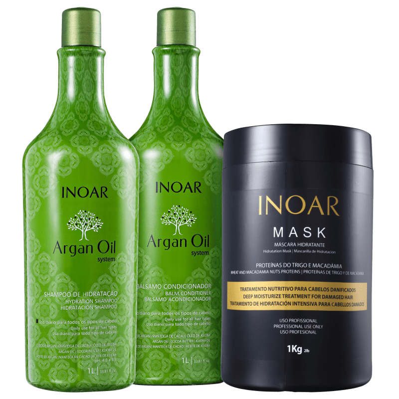 Kit Inoar Argan Oil System Tratamento Profissional (3 Produtos)
