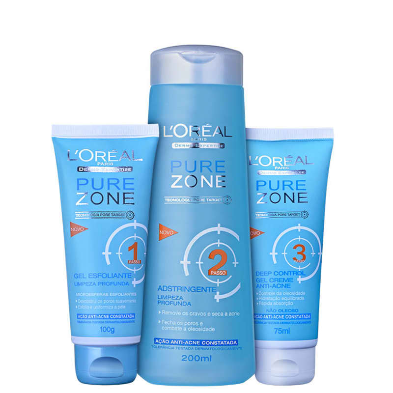 Kit L'Oréal Paris Pure Zone Dermo-Expertise Limpeza Profunda (3 produtos)
